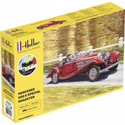 Mercedes 500 K Special Roadster 1/24 Heller + colle et peintures Heller HEL-56710 - 1