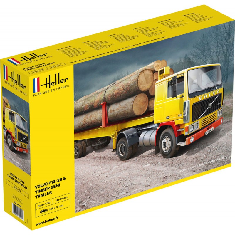 Volvo F12-20 Globetrotter & semi-trailer logs 1/32 Heller Heller HEL-81704 - 1