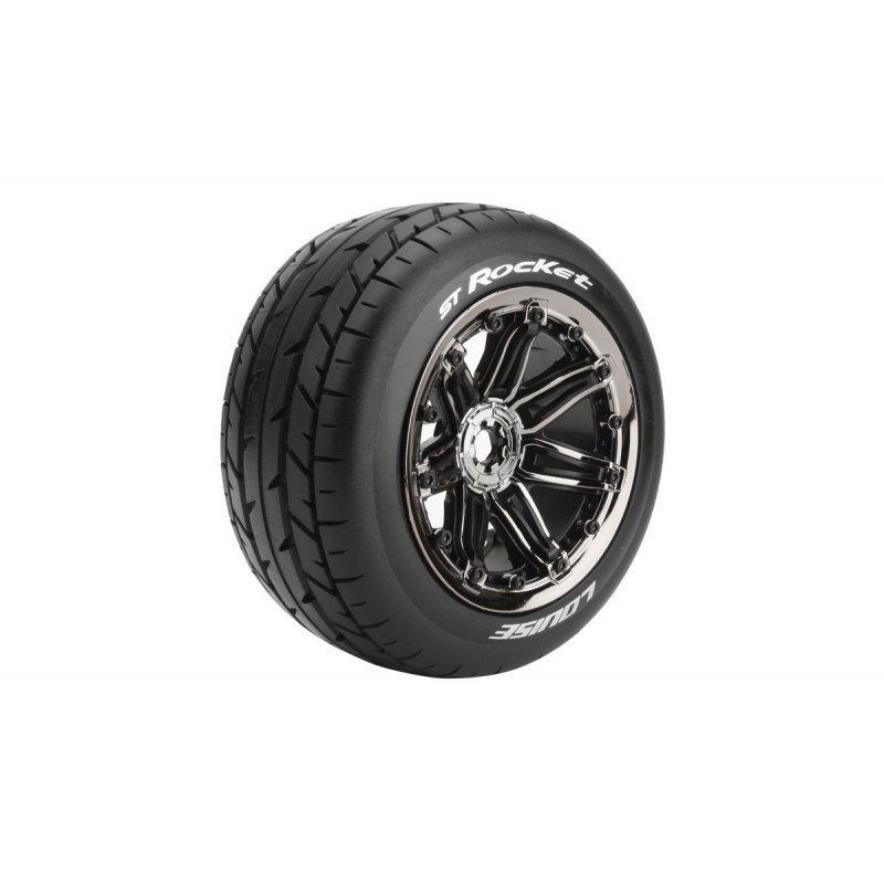 ST-Rocket tires + Wheels Chrome Black 1/8 (x2) Louise RC Louise RC LR-T3286BC - 1