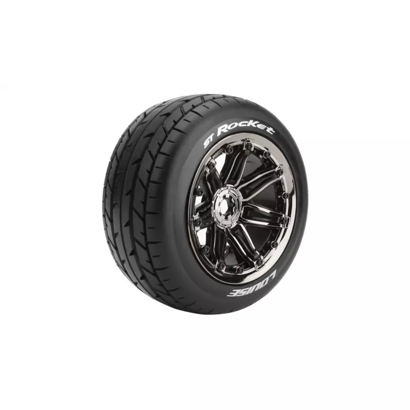 ST-Rocket tires + Wheels Chrome Black 1/8 (x2) Louise RC Louise RC LR-T3286BC - 1