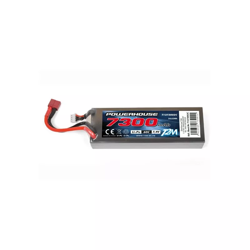 Li-Po 7300mAh 60C 2S 7.4V coqué (Dean) T2M T2M T1373002C - 1