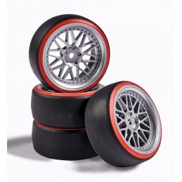 Roues drift gris / rouge 26mm 1/10 (4) Carson Carson 500900156 - 1