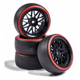 Drift wheels black / red 26mm 1/10 (4) Carson Carson 500900157 - 1