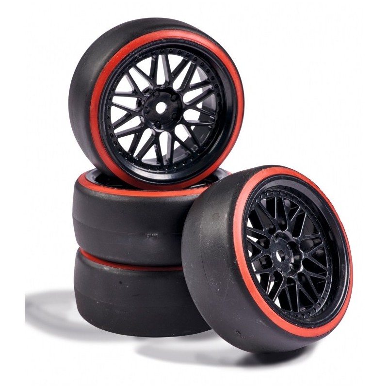 Drift wheels black / red 26mm 1/10 (4) Carson Carson 500900157 - 1