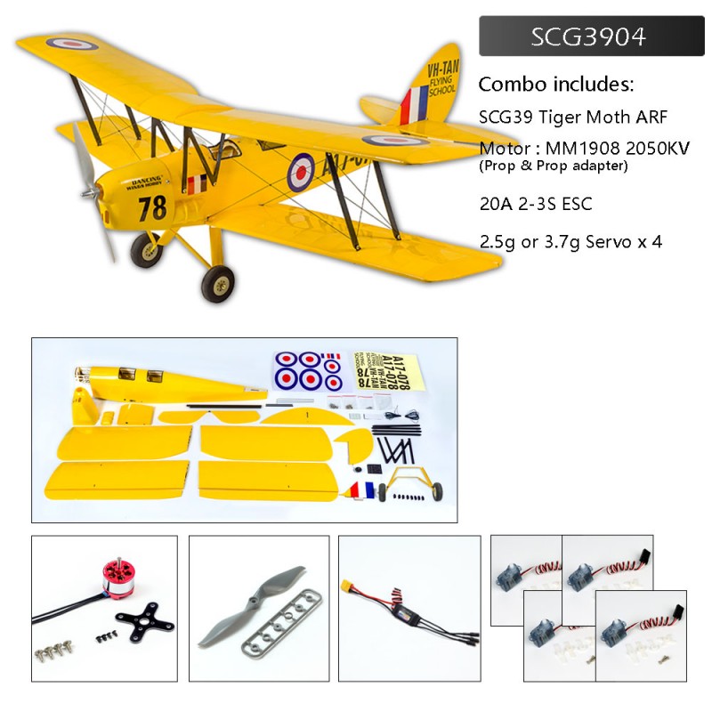 Tiger Moth 800m S39 Kit ARF PNP balsa DW Hobby DW Hobby - Dancing Wings Hobby SCG3904 - 1