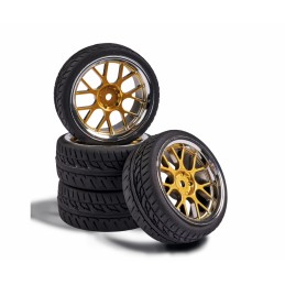 Roues 7 rayons Y or / chrome 26mm 1/10 (4) Carson Carson 500900163 - 1