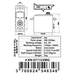 Servo 0711LVMG 7kg-0.11s Metal Sprockets Konect Konect KN-0711LVMG - 2