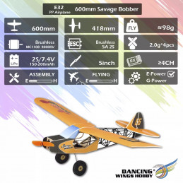 Savage Bobber 600mm E32 EPP Kit Only DW Hobby DW Hobby - Dancing Wings Hobby E3201 - 13