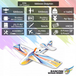 Dolphin 580mm E36 EPP Kit only DW Hobby DW Hobby - Dancing Wings Hobby E3601 - 12