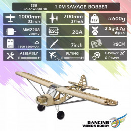 Savage Bobber 1000mm S38 Kit balsa PNP DW Hobby DW Hobby - Dancing Wings Hobby S3808 - 16