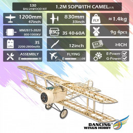Sopwith Camel 1200mm S30 Kit balsa DW Hobby DW Hobby - Dancing Wings Hobby S3001 - 16
