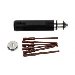 Tournevis alu avec embouts 1/4 hexagonal, cruciforme, plat - T2M T2M T422557 - 1