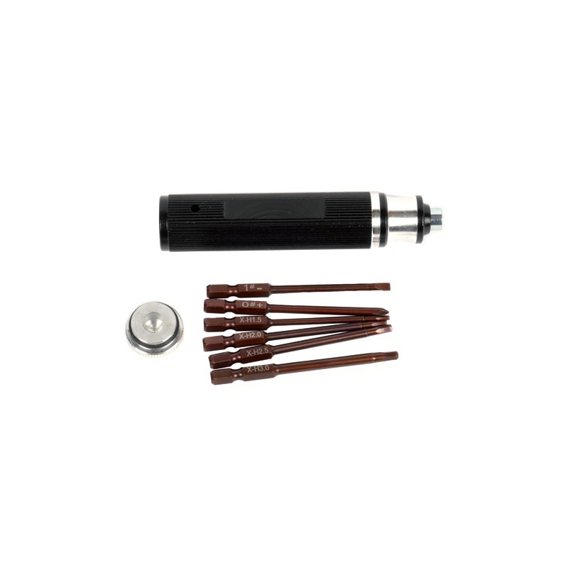 Tournevis alu avec embouts 1/4 hexagonal, cruciforme, plat - T2M T2M T422557 - 1