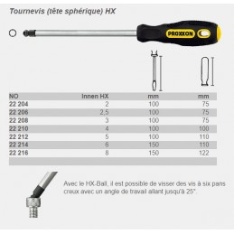 Tournevis hexagonal 6 pans BTR HX 4mm (tête sphérique) Proxxon Proxxon PRX-22210 - 2