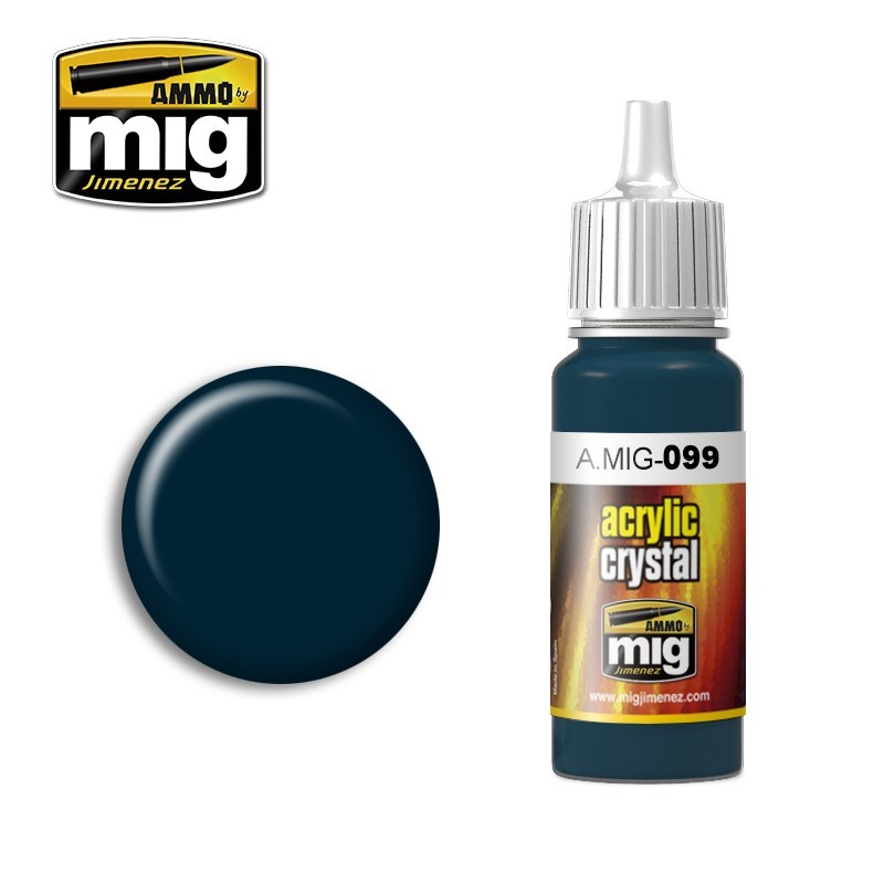 Peinture acrylique NOIR BLEU CRISTAL (ET FEU ARRIERE ETEINT) 17ml Mig