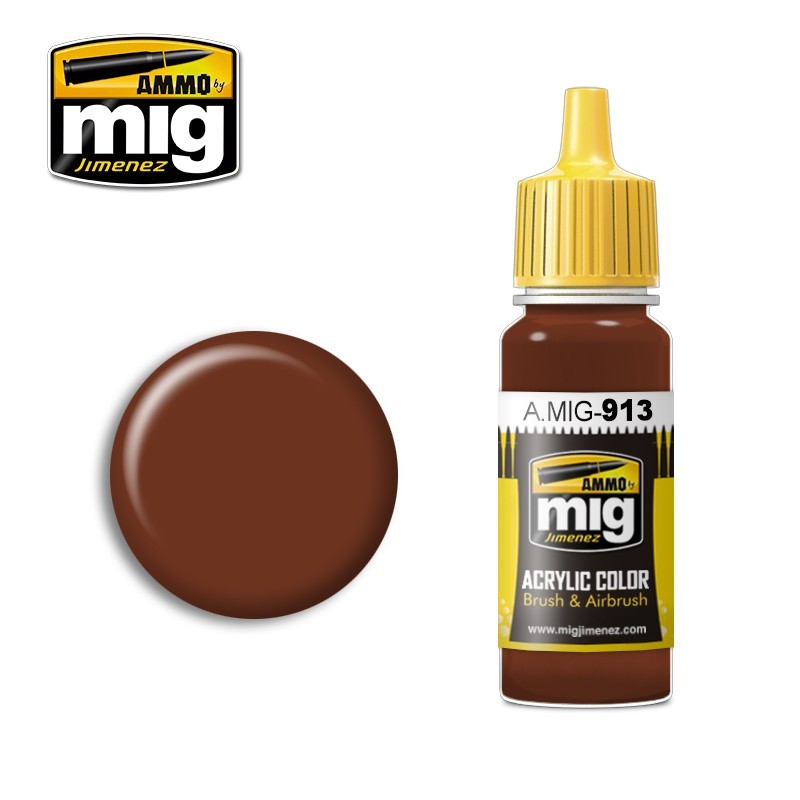 Peinture acrylique BASE MARRON ROUGE 17ml Mig