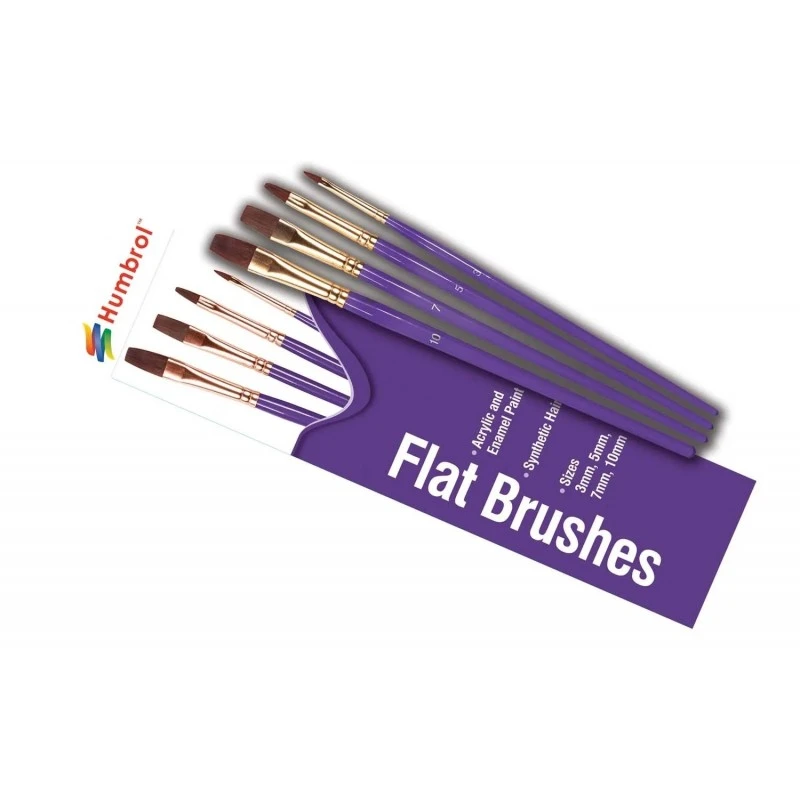 Set pinceaux plats (fibres synthétiques) Taille 3, 5, 7 et 10 Humbrol Humbrol AG4305 - 1