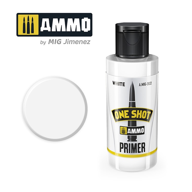 ONE SHOT White PRIMER Acrylic Paint (60ml) Mig AMMO - MIG Jimenez A.MIG-2022 - 1