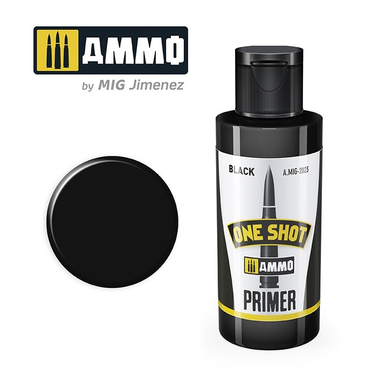 PRIMER Black ONE SHOT Acrylic Paint (60ml) Mig AMMO - MIG Jimenez A.MIG-2023 - 1