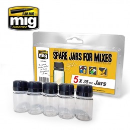 Transparent jars for mixtures 5x 35ml Mig AMMO - MIG Jimenez A.MIG-8033 - 1