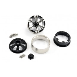 Beadlock 1.9" aluminum 6-spoke gray/black heavy wheels 1/10 (2) Fastrax Fastrax FAST0145 - 2