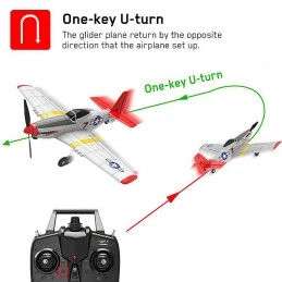 P-51D Mustang 400mm V1 Red Aircraft with Volantex RTF Flight Stabilizer Volantex V761-5V2R - 4