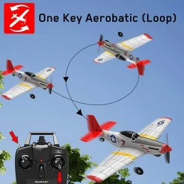 Avion P-51D Mustang 400mm V1 Rouge avec stabilisateur de vol RTF Volantex Volantex V761-5V2R - 6