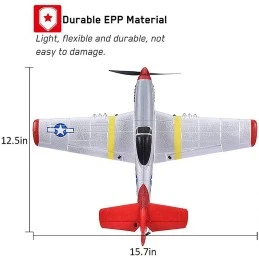 P-51D Mustang 400mm V1 Red Aircraft with Volantex RTF Flight Stabilizer Volantex V761-5V2R - 7