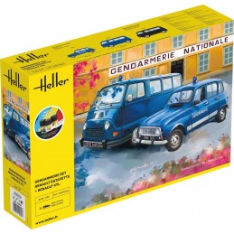 Set Renault Estafette and Renault 4TL Gendarmerie 1/24 Heller + glue and paints Heller HEL-52325 - 1