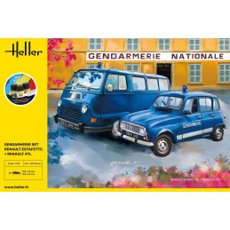 Set Renault Estafette and Renault 4TL Gendarmerie 1/24 Heller + glue and paints Heller HEL-52325 - 2