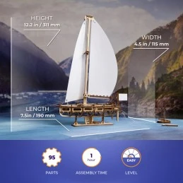 Voilier Yacht beauté de l'océan Puzzle 3D bois UGEARS UGEARS UG-70193 - 4