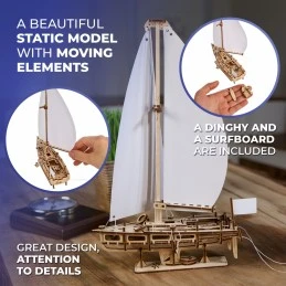 Voilier Yacht beauté de l'océan Puzzle 3D bois UGEARS UGEARS UG-70193 - 7