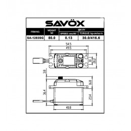 Servo SA-1283SG+ 30kg 0.13s Savox Savox SA-1283SG+ - 2