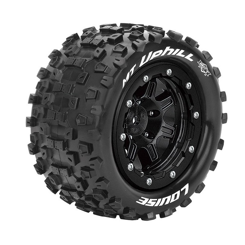Pneus MT-Uphill + Jantes Noir Traxxas Maxx (x2) Louise RC Louise RC L-T3330SB - 1