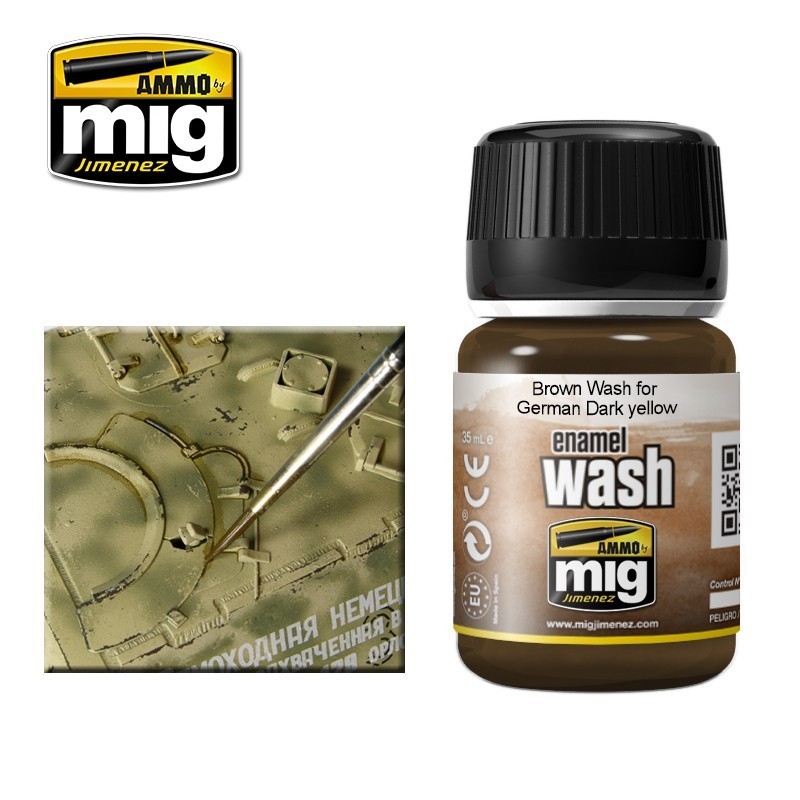 Brown WASH for German Dark Yellow 35ml Mig AMMO - MIG Jimenez A.MIG-1000 - 1