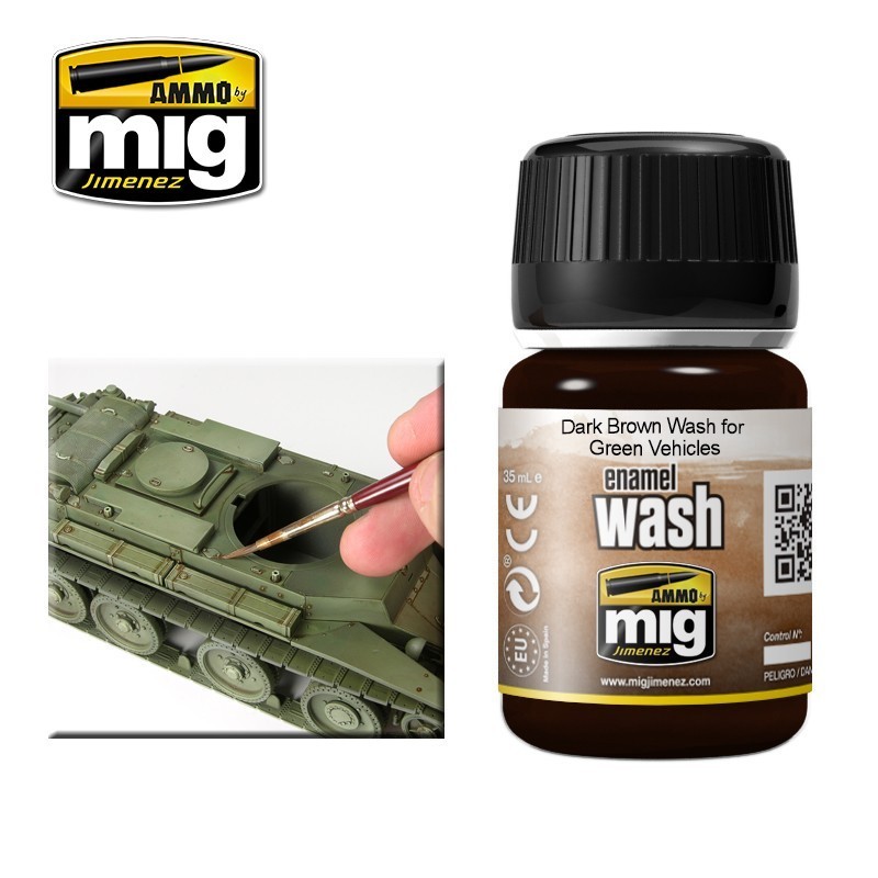 Dark Brown WASH for Green Vehicles 35ml Mig AMMO - MIG Jimenez A.MIG-1005 - 1