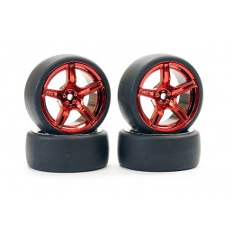 Roues drift D1 rouge brillant 5 rayons 26mm 1/10 (4) Fastrax Fastrax FAST1351MR-D13 - 1