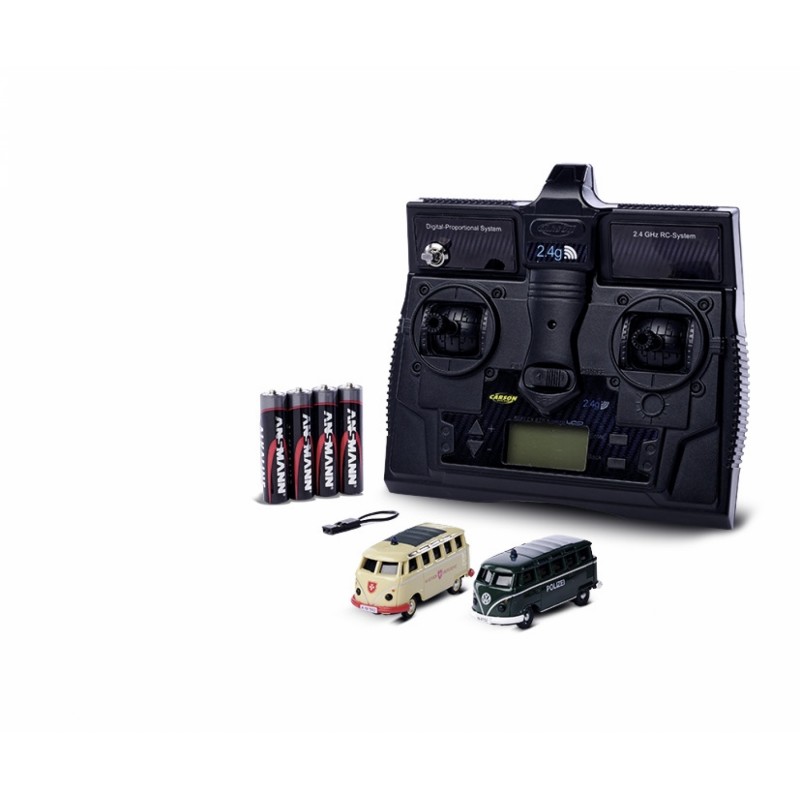 Set de 2 Bus Volkswagen T1 Police et Ambulance 2.4GHz RTR 1/87 Carson Carson 500504152 - 1