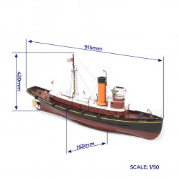 Tug boat Hercules RC 1/50 wood construction kit OcCre OcCre 61002 - 3