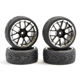 Fastrax 14-spoke 14-spoke black chrome track wheels 1/10 (4) Fastrax FAST0097BC - 1