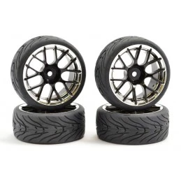 Roues piste chrome noir 14 rayons 26mm 1/10 (4) Fastrax Fastrax FAST0097BC - 1