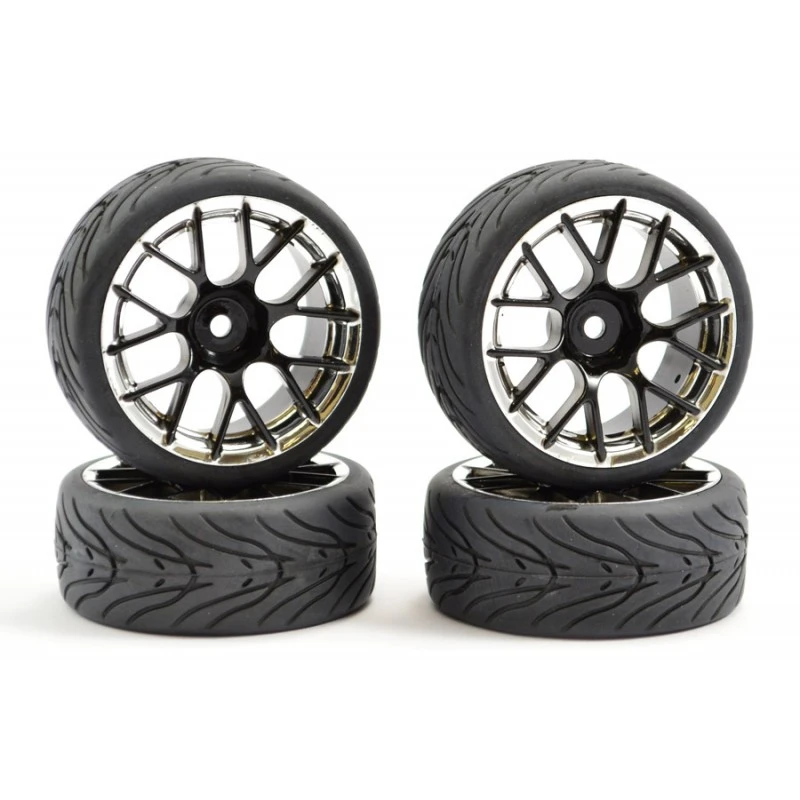 Roues piste chrome noir 14 rayons 26mm 1/10 (4) Fastrax Fastrax FAST0097BC - 1