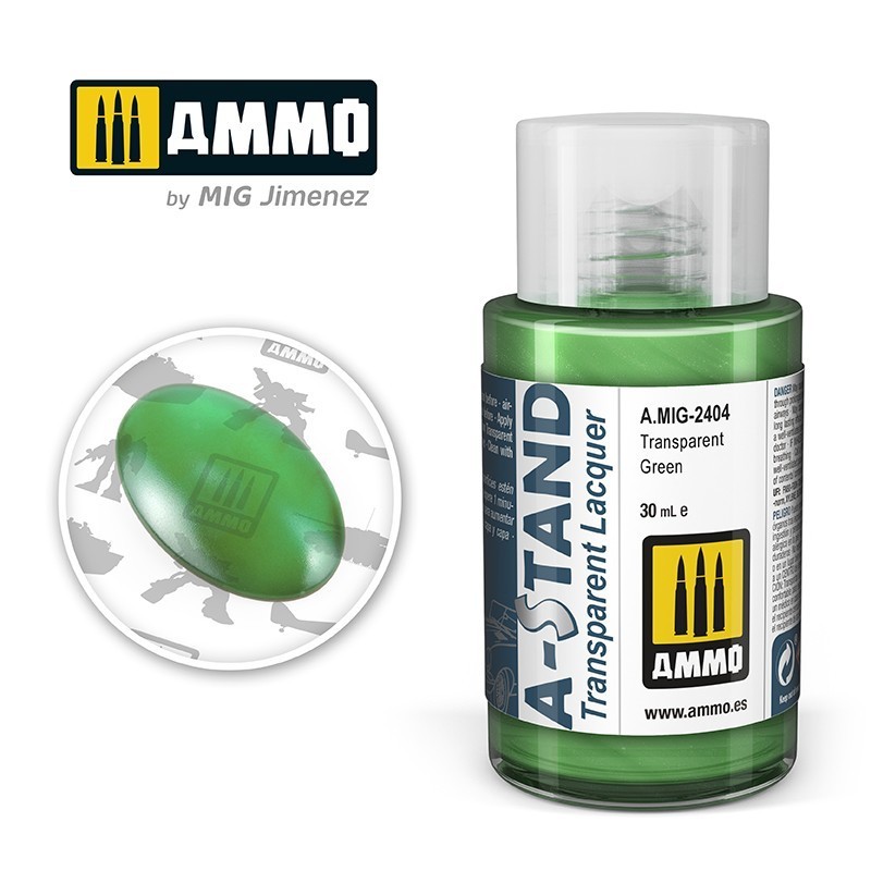 A-STAND Transparent Green Paint 30ml Mig AMMO - MIG Jimenez A.MIG-2404 - 1
