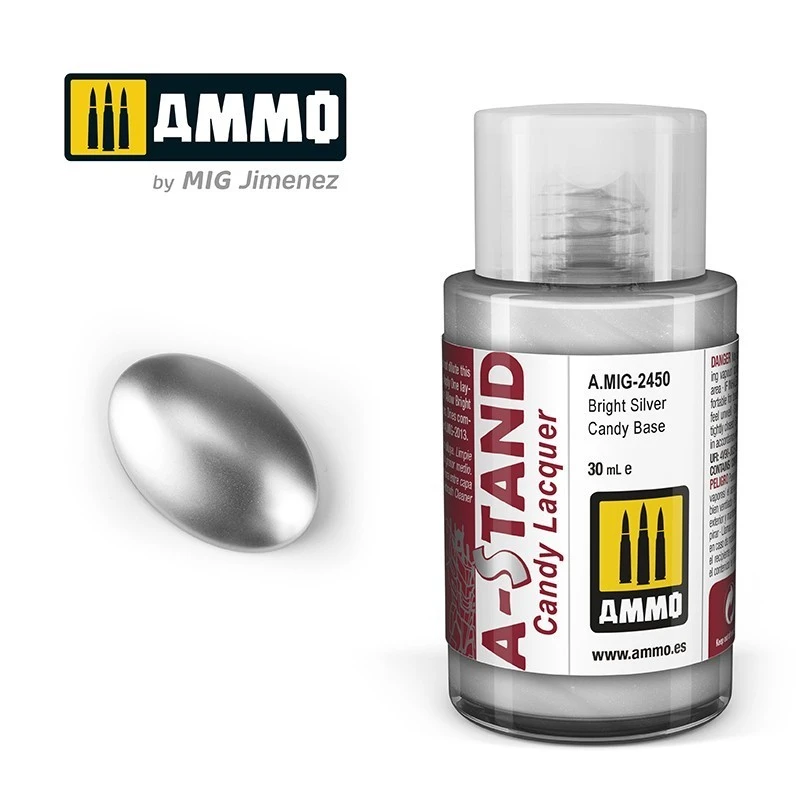Peinture A-STAND Argent brillant Candy 30ml Mig AMMO - MIG Jimenez A.MIG-2450 - 1 Peinture A-STAND Argent brillant Candy 30ml Mig AMMO - MIG Jimenez A.MIG-2450 - 1
