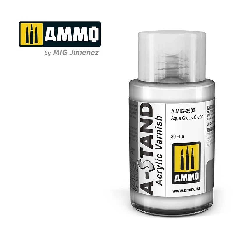 A-STAND Paint Aqua Varnish Gloss 30ml Mig AMMO - MIG Jimenez A.MIG-2503 - 1 A-STAND Paint Aqua Varnish Gloss 30ml Mig AMMO - MIG Jimenez A.MIG-2503 - 1
