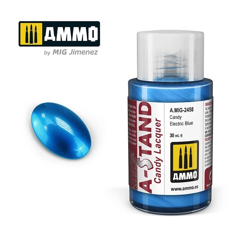 A-STAND Electric Blue Candy Paint 30ml Mig AMMO - MIG Jimenez A.MIG-2458 - 1 A-STAND Electric Blue Candy Paint 30ml Mig AMMO - MIG Jimenez A.MIG-2458 - 1