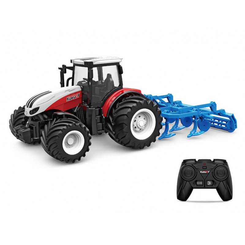 Red Big Wheel RC Tractor with Harrow 1/24 Korody  K-6639K - 1