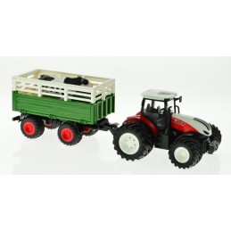 Tracteur RC rouge grosses roues avec remorque et vache 1/24 Korody  K-6644K - 4