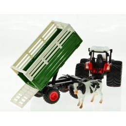 Tracteur RC rouge grosses roues avec remorque et vache 1/24 Korody  K-6644K - 3