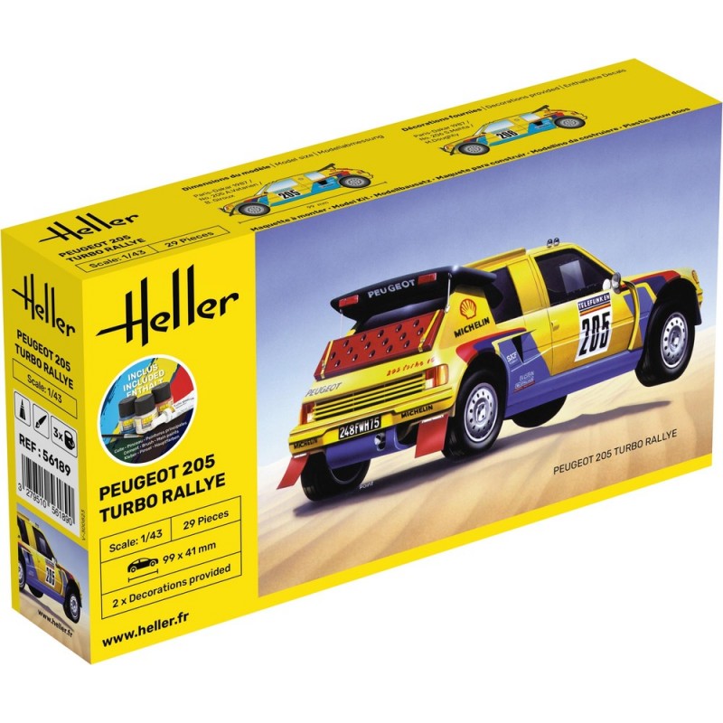 Peugeot  205 TURBO Rallye 1/43 Heller + colle et peintures Heller HEL-56189 - 1